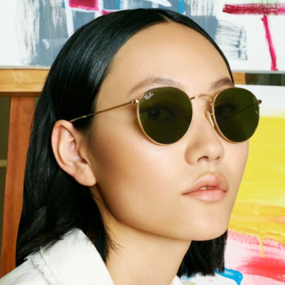 Ray Ban RB447 Polarized Round Metal Sunglasses